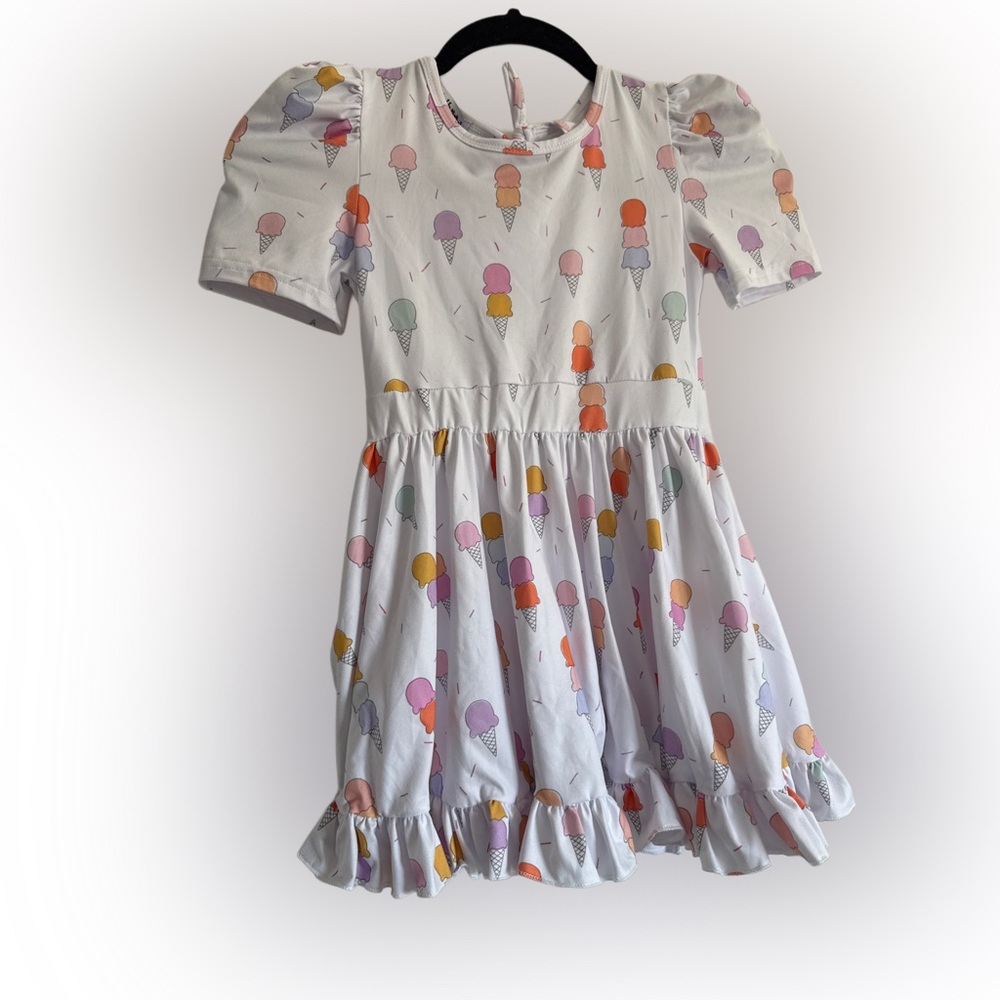 Little Stocking Company Ice Cream Print Kids Dress Size 7